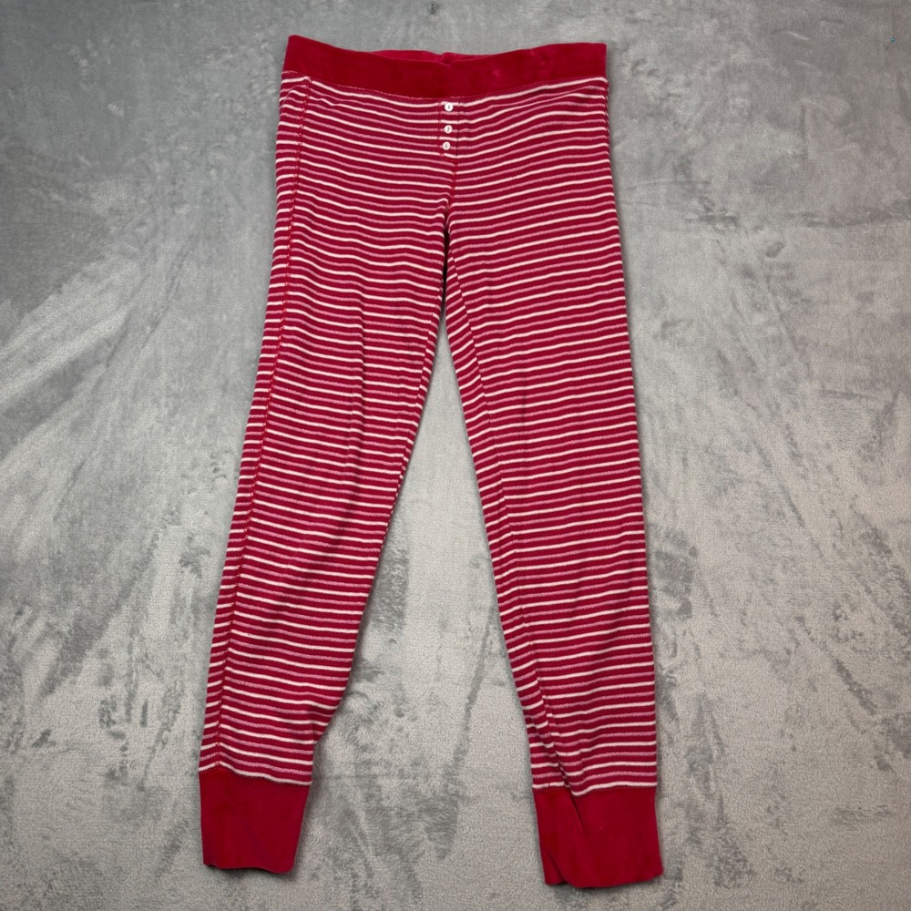 Victoria's Secret Pajama Pants Womens Medium Red Striped Thermal Lurex Sleepwear